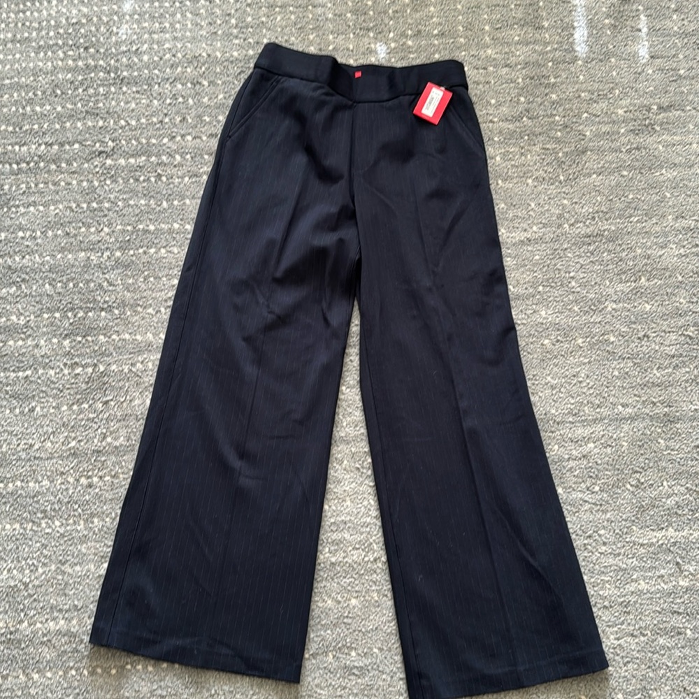 Spanx stretchy trouser navy blue pinstriped